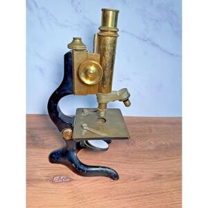 NICE ANTIQUE E. LEITZ WETZLAR BRASS MICROSCOPE NO. 134082